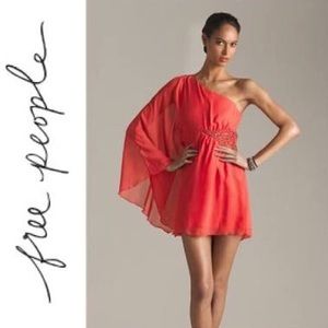 Free People Coral One Shoulder Dress